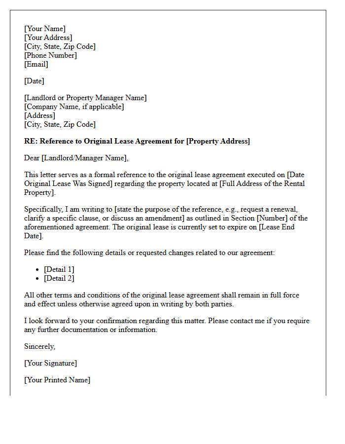 Reference To Original Lease Agreement